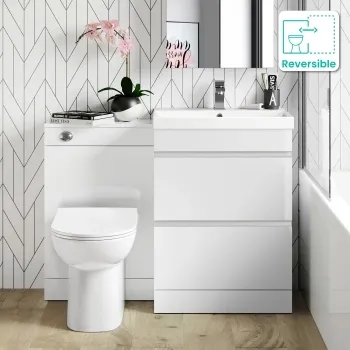 Trent Gloss White Combination Basin Drawer and Aruba Toilet 1100mm