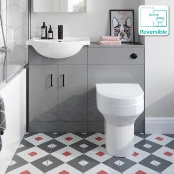 Quartz Stone Grey Combination Vanity Basin and Denver Toilet 1050mm - Black Accents