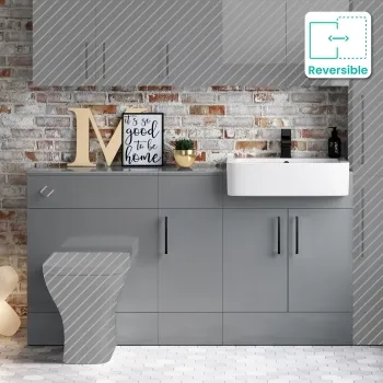 Harper Stone Grey Combination Vanity Basin 1500mm - Black Accents (Excludes Pan + Cistern)