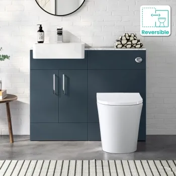 Harper Navy Blue Combination Vanity Basin with Marble Top & Tucson Toilet 1000mm