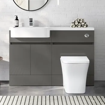 Foster Tungsten Grey Combination Vanity Basin and Houston Toilet 1200mm - Left Handed