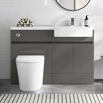 Foster Tungsten Grey Combination Vanity Basin and Boston Toilet 1200mm - Right Handed