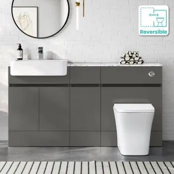 Foster Tungsten Grey Combination Vanity Basin with Marble Top & Houston Toilet 1500mm