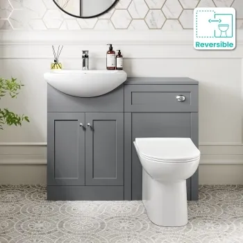 Capri Fog Grey Combination Vanity Basin and Aruba Toilet 1050mm - Chrome Handles