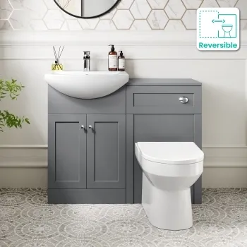 Capri Fog Grey Combination Vanity Basin and Miami Toilet 1050mm - Chrome Handles