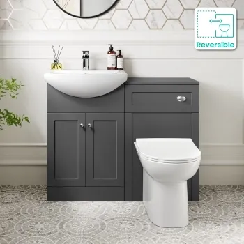 Capri Slate Grey Combination Vanity Basin and Aruba Toilet 1050mm - Chrome Handles