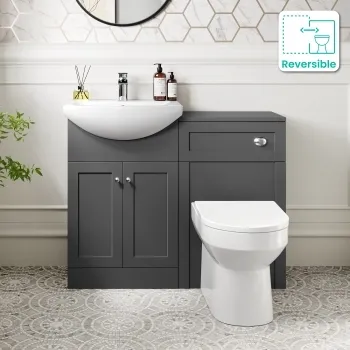 Capri Slate Grey Combination Vanity Basin and Miami Toilet 1050mm - Chrome Handles