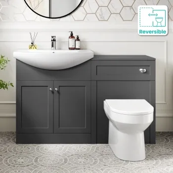 Capri Slate Grey Combination Vanity Basin and Miami Toilet 1350mm - Chrome Handles