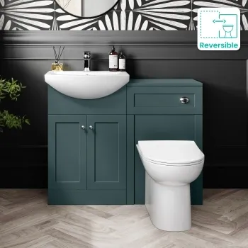 Capri Mystic Green Combination Vanity Basin and Aruba Toilet 1050mm - Chrome Handles