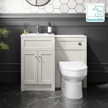 Milos Cotton White Combination Vanity Basin and Miami Toilet 1000mm - Chrome Handles