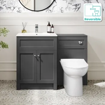 Milos Slate Grey Combination Vanity Basin and Aruba Toilet 1100mm - Chrome Handles