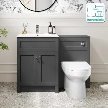 Milos Slate Grey Combination Vanity Basin and Miami Toilet 1100mm - Chrome Handles