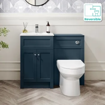 Milos Navy Blue Combination Vanity Basin and Miami Toilet 1000mm - Chrome Handles