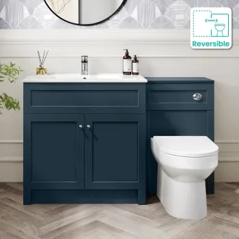 Milos Navy Blue Combination Vanity Basin and Miami Toilet 1300mm - Chrome Handles