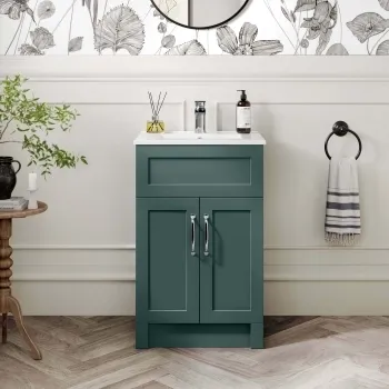 Milos Mystic Green Basin Vanity 500mm - Traditional Handles