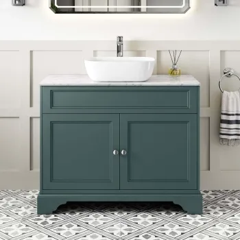 Lucia Midnight Green Vanity with Marble Top & Curved Counter Top Basin 1030mm