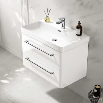 Omaha Gloss White Wall Hung Basin Drawer Vanity 800mm
