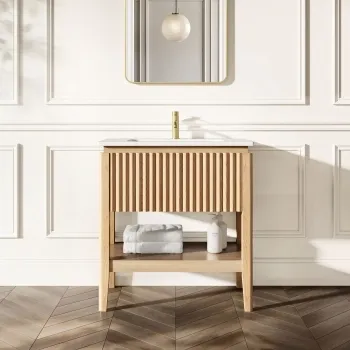 Maru Oak Wood Grain Vanity Unit 800mm