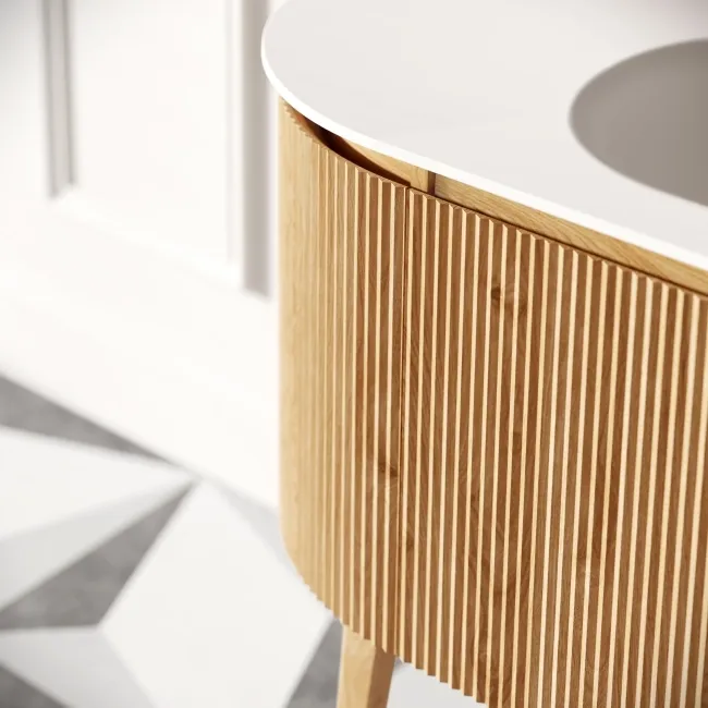 Positano Natural Oak Curved Vanity Unit 1000mm