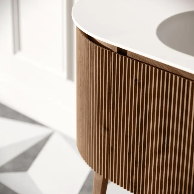 Positano Natural Walnut Curved Vanity Unit 1000mm