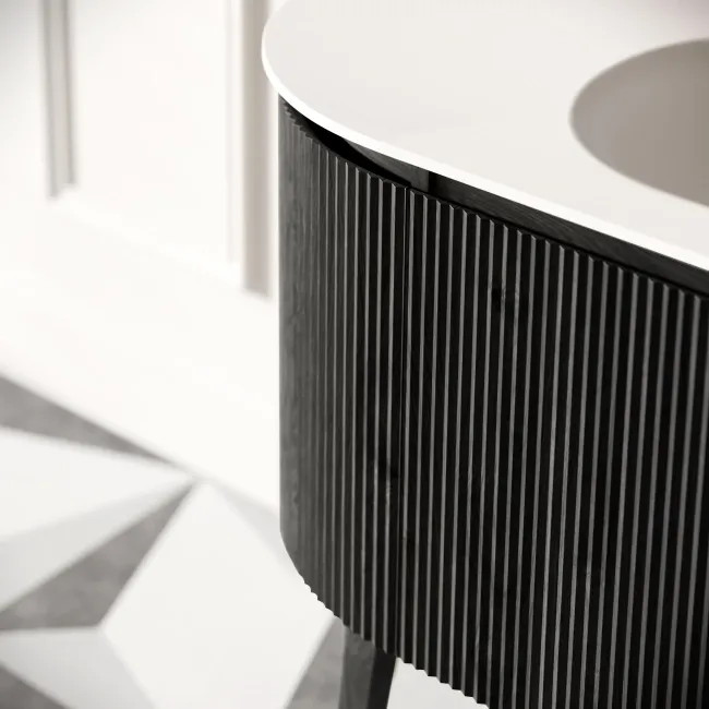 Positano Black Oak Curved Vanity Unit 1200mm