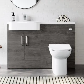 Harper Charcoal Elm Combination Vanity Basin and Aruba Toilet 1200mm - Left Handed