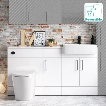 Harper Gloss White Combination Vanity Basin and Boston Toilet 1500mm - Black Accents