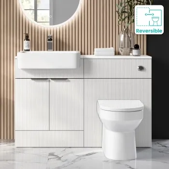 Sicily Fluted Coastal White Combination Vanity Basin and Miami Toilet 1200mm - Chrome Handles