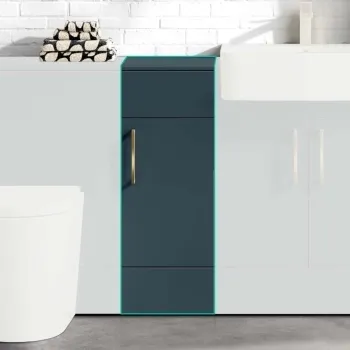 Harper Navy Blue Side Cabinet Unit 300mm - Brushed Brass Accents