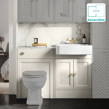 Monaco Chalk White Combination Vanity Basin with Marble Top 1200mm (Excludes Pan & Cistern) - Brushed Brass Accents