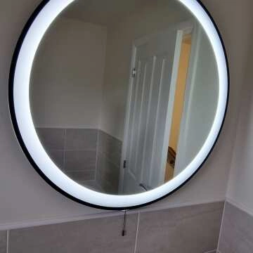 Mollie Battery Powered Black Framed Round Illuminated LED Mirror 800mm