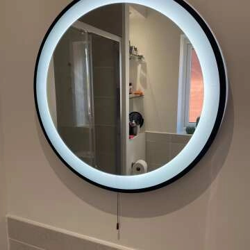 Mollie Battery Powered Black Framed Round Illuminated LED Mirror 600mm