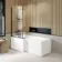 6mm L Shaped Easy Clean Bath Screen with Towel Rail - Matt Black