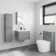 Trent Stone Grey Wall Hung Tall Cabinet Unit 1200x300mm