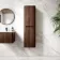 Sorrento Fluted Black Walnut Wall Hung Tall Cabinet 1400x400mm