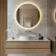 Delilah Battery Powered Brushed Brass Round Backlit LED Mirror 800mm