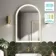 Maya Battery Powered Brushed Brass Arched LED Mirror 750x500mm
