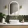 Maya Battery Powered Brushed Brass Arched LED Mirror 750x500mm