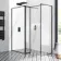 Munich Matt Black Framed 8mm Walk In Shower Enclosure 1100mm & 700mm Glass with Pivotal Return Panel