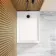 Doha Rectangular Gloss White Anti-Slip Stone Shower Tray 1000x800mm & Riser Kit