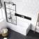 Stafford 1600x700 Round Shower Bath & 6mm Easy Clean Matt Black Grid Bath Screen