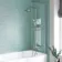 P Shaped 1500 Shower Bath with Front Panel & 4mm Screen with Rail - Right Handed