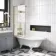 Abingdon 1500 Roll Top Shower Bath - White Ball Feet & 6mm Easy Clean Brushed Brass Framed Screen