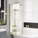 Abingdon 1700 Roll Top Shower Bath - White Ball Feet & 6mm Easy Clean Brushed Brass Framed Screen