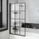 Dover 1500x750 Keyhole Shower Bath & 6mm Easy Clean Matt Black Grid Bath Screen