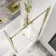 L Shaped 1600 Shower Bath & 6mm Easy Clean Brushed Brass Bath Screen - Right Handed