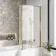 L Shaped 1500 Shower Bath with Front Panel & 6mm Easy Clean Brushed Brass Bath Screen - Right Handed