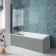 Antigua 1700x750 Keyhole Shower Bath & 6mm Easy Clean Matt Black Bath Screen