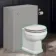 Hudson Traditional Back To Wall Toilet With Cotton White Wooden Seat - Brushed Brass Hinges