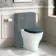Kansas Traditional Rimless Back To Wall Toilet With Inky Blue Wooden Seat - Brushed Brass Hinges